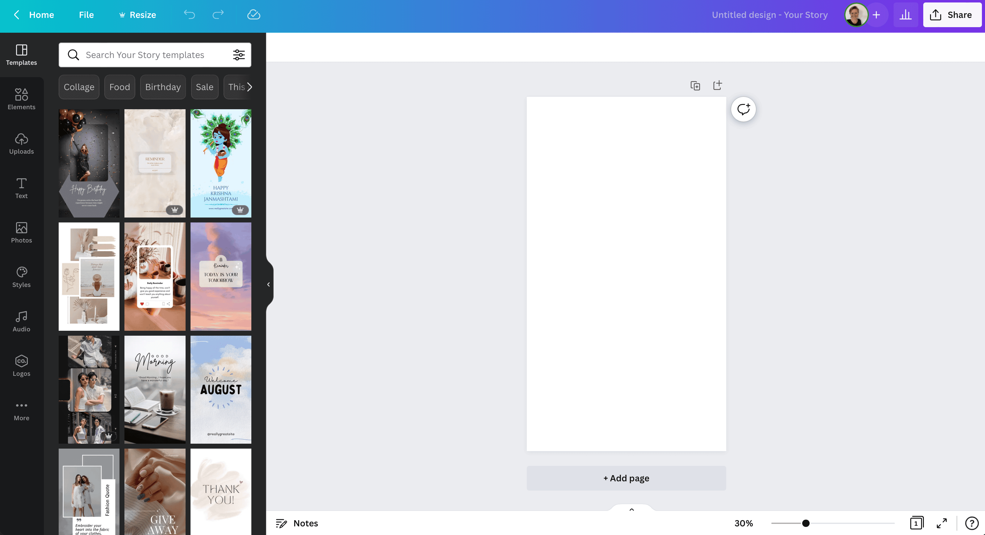 Canva leeres Design
