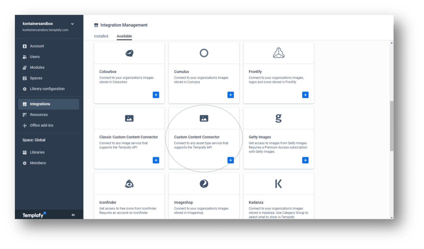 Templafy Integrations-Management-Panel