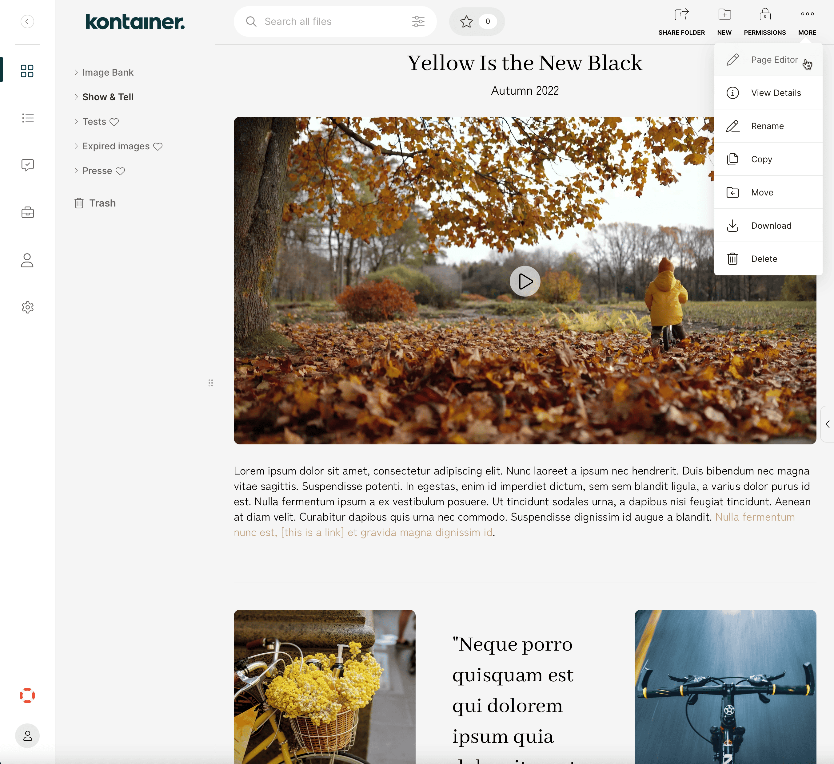 Landingpages in Kontainer erstellen