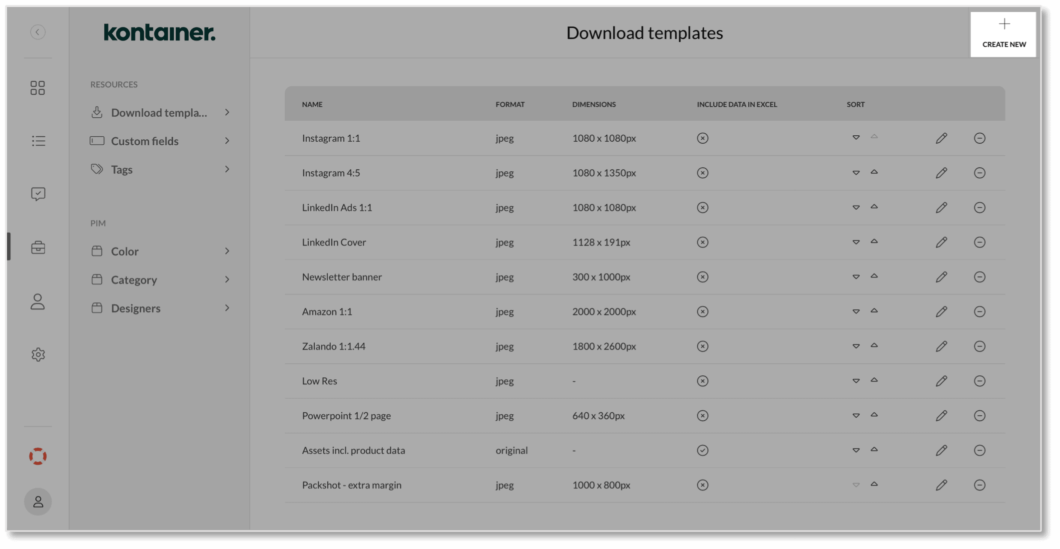 Create New Donwload Template in Kontainer