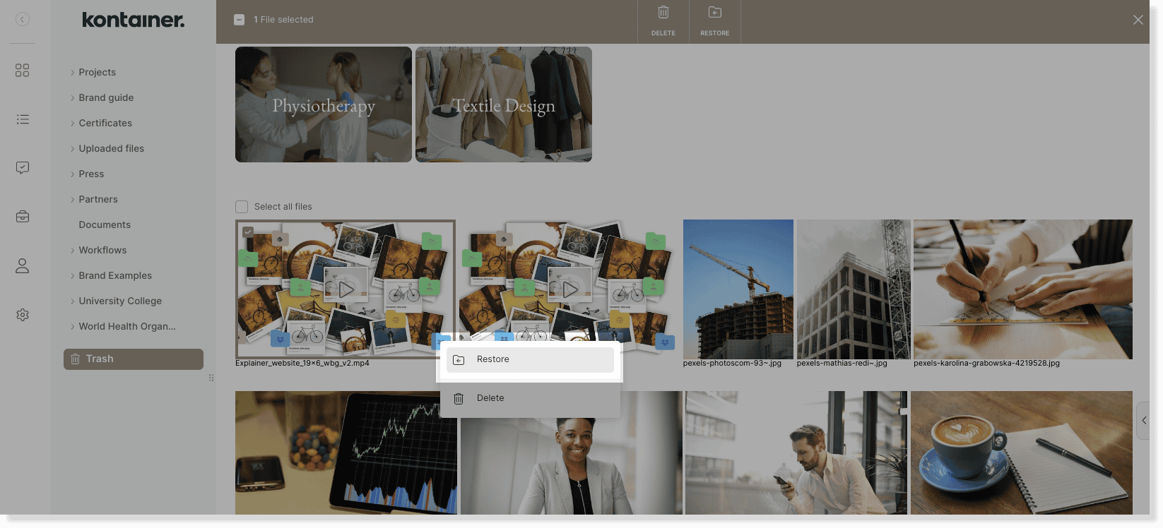 restore from trash image 1
