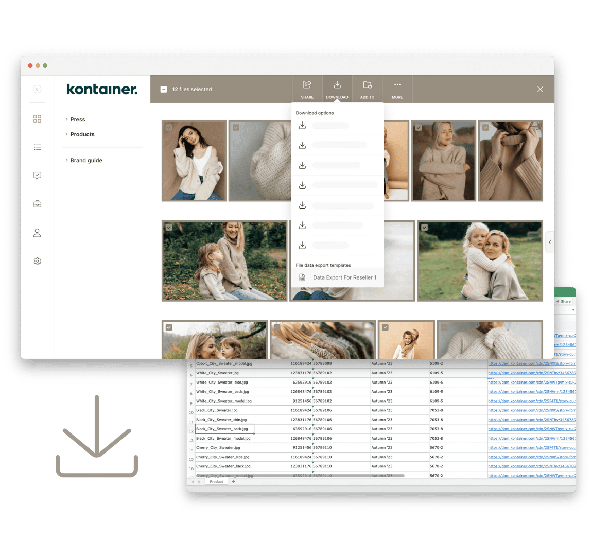 Datei-Datenexportvorlagen in Kontainer verwenden