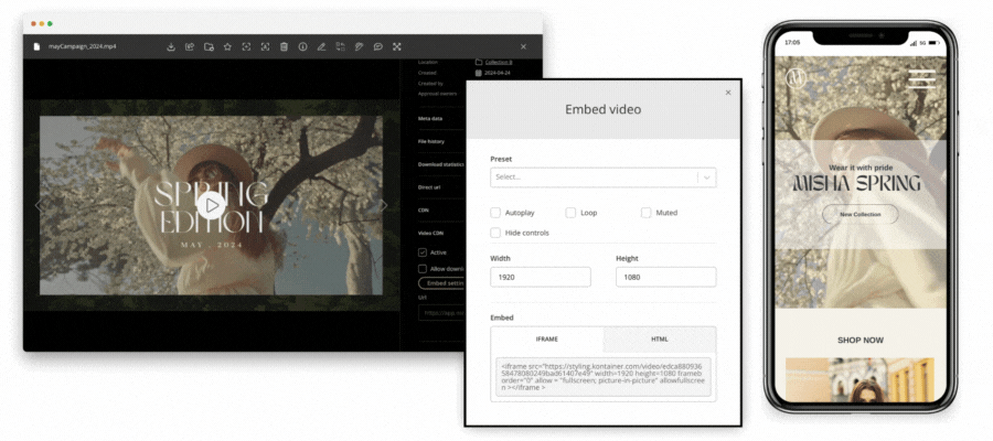 Video-Streaming auf Website von Kontainer