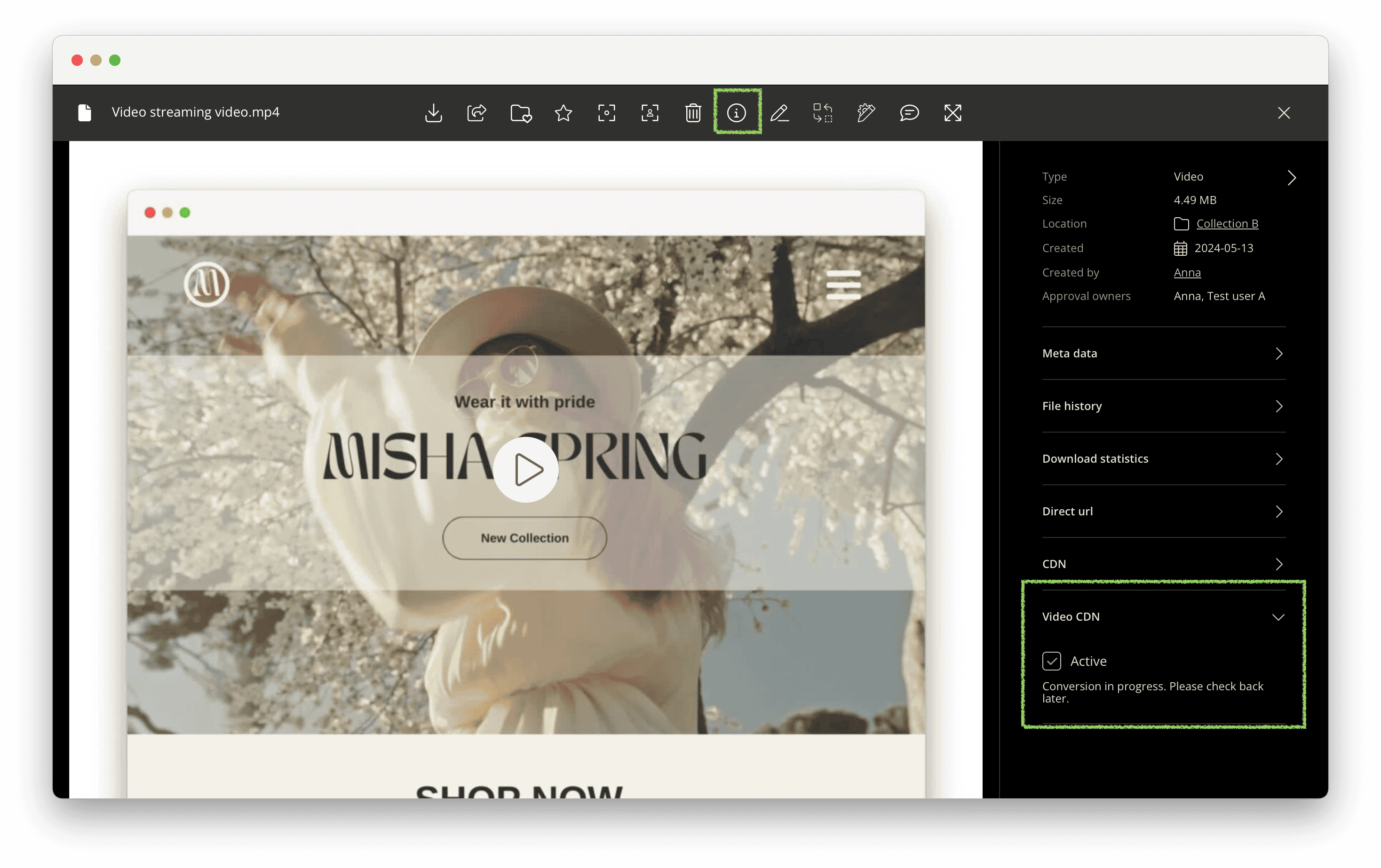 Video-CDN in Kontainer aktivieren