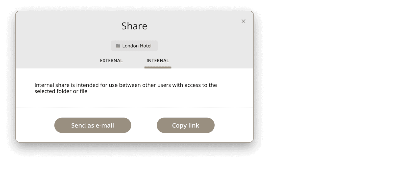 internal sharing option in Kontainer