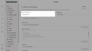 Email settings custom domain Kontainer