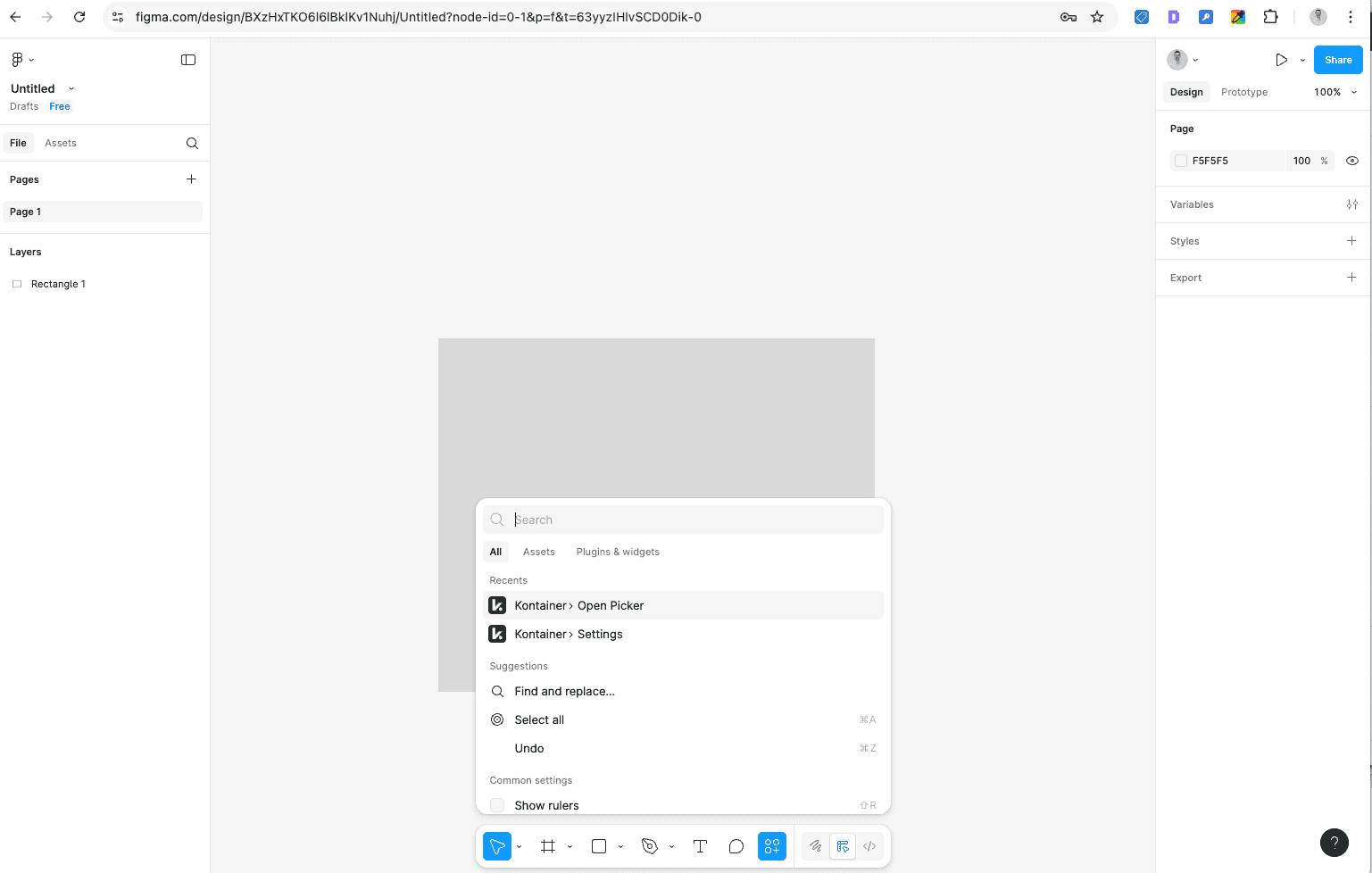 qucik access Kontainer figma plugin