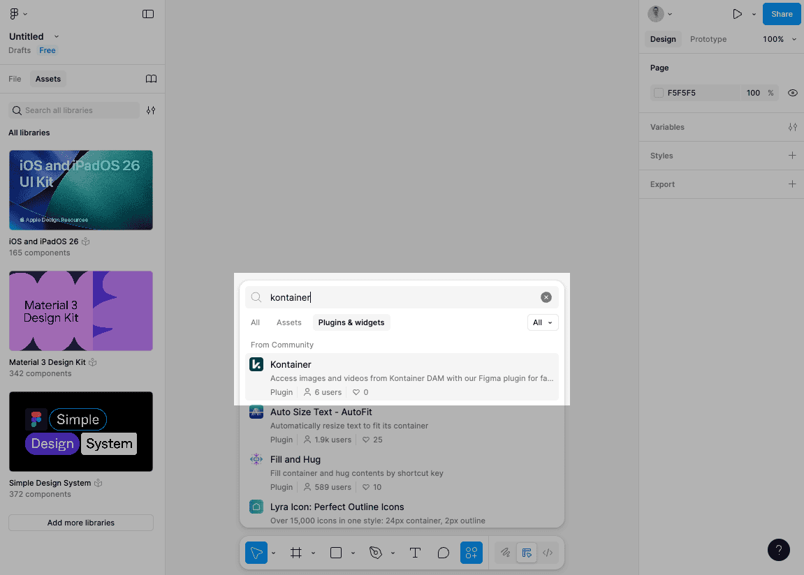 figma plugin search kontainer