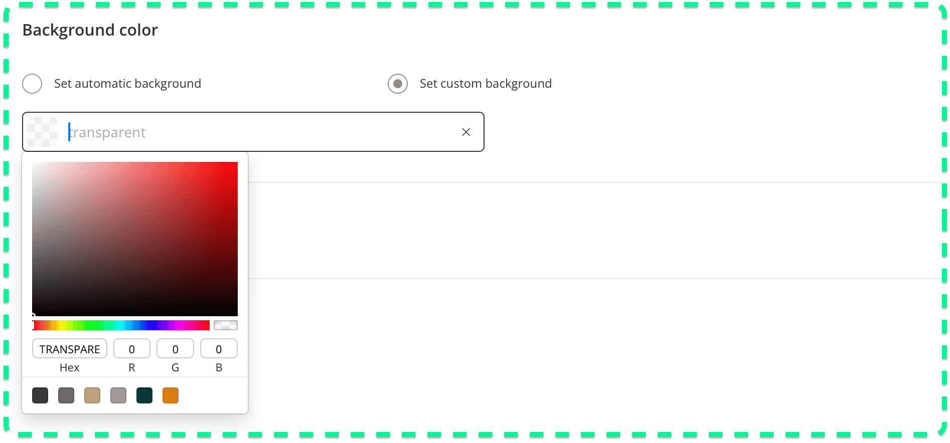 Background color settings in Kontainer download templates