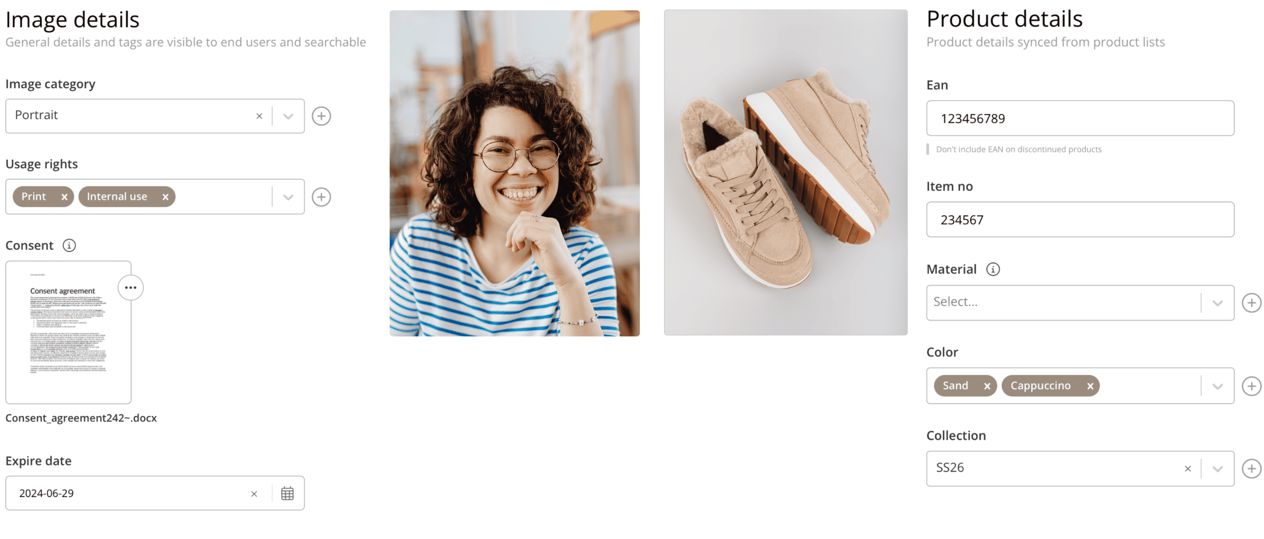 Tagging pictures with product or image-related data in Kontainer DAM